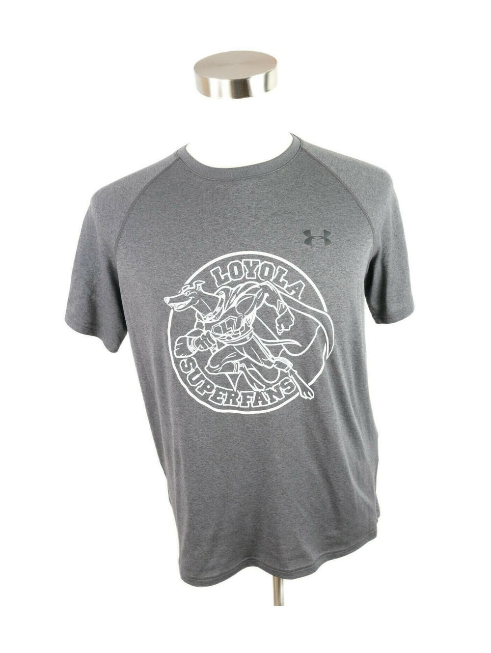 Loyala Houndtown Superfans Mens Loose Heat Gear Gray T Shirt Under Armour M
